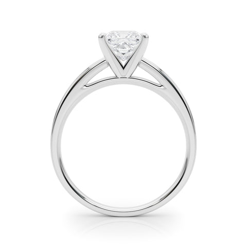 White gold Princess Solitaire Diamond Ring with Four-Prong Setting and Classic Band