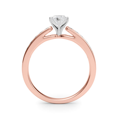 Rose gold Marquise Solitaire Diamond Ring with Channel-Set Band and Four-Prong Setting