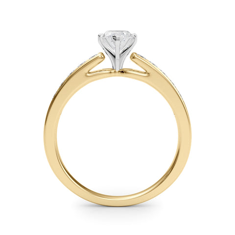 Yellow gold Marquise Solitaire Diamond Ring with Channel-Set Band and Four-Prong Setting