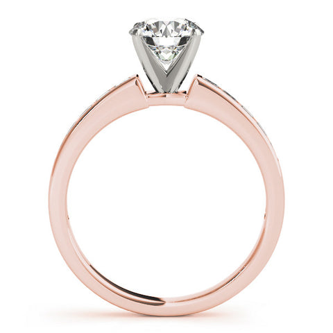 Rose gold Round Solitaire Diamond Ring with Channel-Set Band and Four-Prong Setting