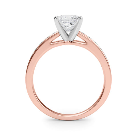 Rose gold Princess Solitaire Diamond Ring with Channel-Set Band and Four-Prong Setting