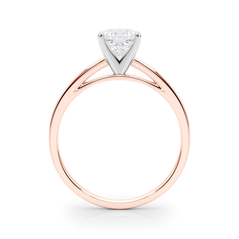 Rose gold Cushion Solitaire Diamond Engagement Ring with Four-Prong Setting on a Classic Band