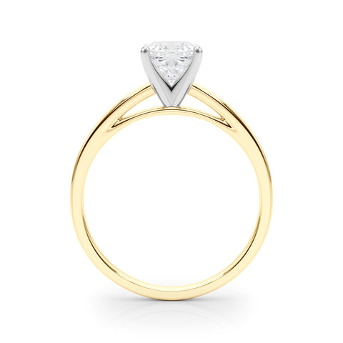 Yellow gold Cushion Solitaire Diamond Engagement Ring with Four-Prong Setting on a Classic Band