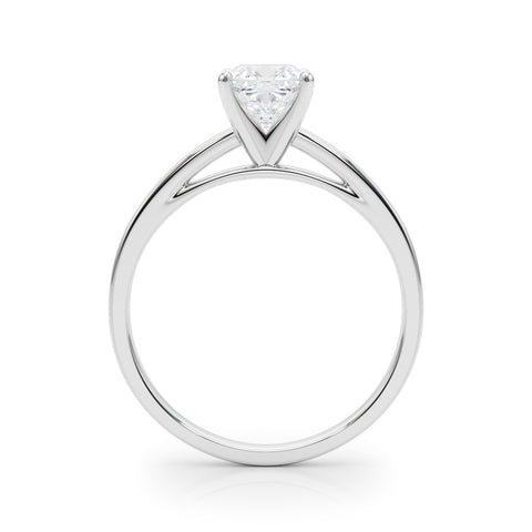 White gold Cushion Solitaire Diamond Engagement Ring with Four-Prong Setting on a Classic Band