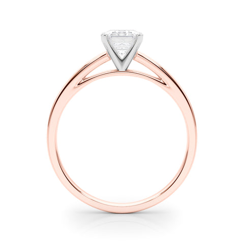 Rose gold Emerald Solitaire Diamond Engagement Ring with Four-Prong Setting on a Classic Band