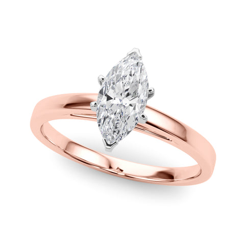 Rose gold Marquise Solitaire Diamond Engagement Ring with Four-Prong Setting on a Classic Band