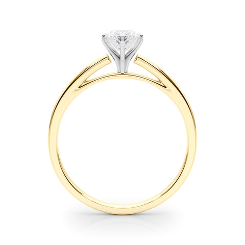 Yellow gold Marquise Solitaire Diamond Engagement Ring with Four-Prong Setting on a Classic Band