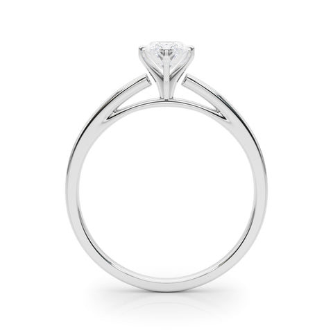 White gold Marquise Solitaire Diamond Engagement Ring with Four-Prong Setting on a Classic Band