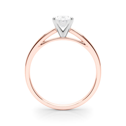 Rose gold Oval Solitaire Diamond Engagement Ring with Four-Prong Setting on a Classic Band