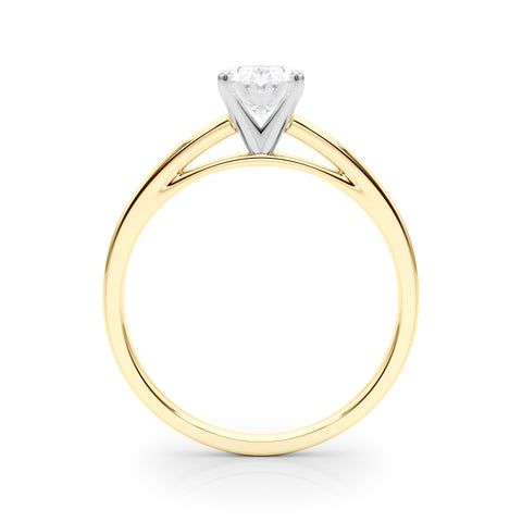 Yellow gold Oval Solitaire Diamond Engagement Ring with Four-Prong Setting on a Classic Band