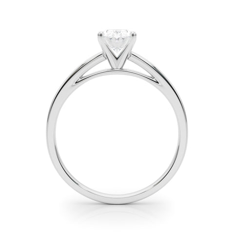 White gold Oval Solitaire Diamond Engagement Ring with Four-Prong Setting on a Classic Band