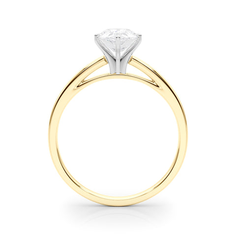 Yellow gold Pear Solitaire Diamond Engagement Ring with Four-Prong Setting on a Classic Band