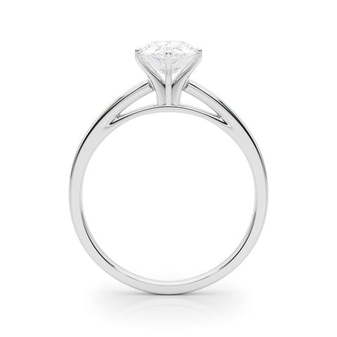 White gold Pear Solitaire Diamond Engagement Ring with Four-Prong Setting on a Classic Band