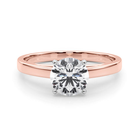 Rose gold Round Solitaire Diamond Engagement Ring with Four-Prong Setting on a Classic Band