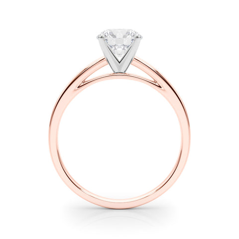 Rose gold Round Solitaire Diamond Engagement Ring with Four-Prong Setting on a Classic Band