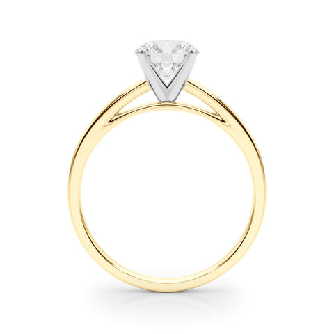 Yellow gold Round Solitaire Diamond Engagement Ring with Four-Prong Setting on a Classic Band