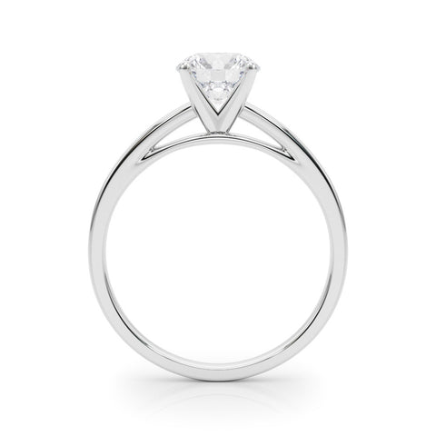 White gold Round Solitaire Diamond Engagement Ring with Four-Prong Setting on a Classic Band