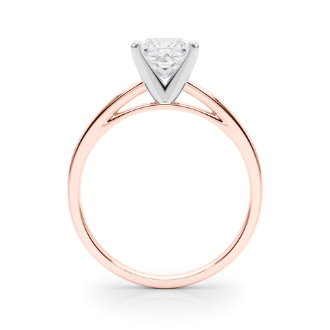 Rose gold Princess Solitaire Diamond Engagement Ring with Four-Prong Setting on a Classic Band