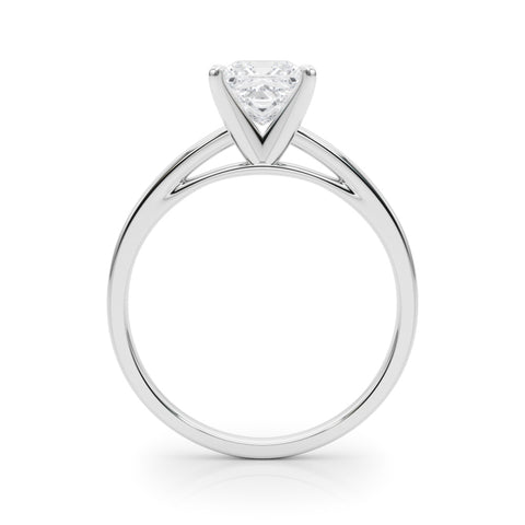 White gold Princess Solitaire Diamond Engagement Ring with Four-Prong Setting on a Classic Band