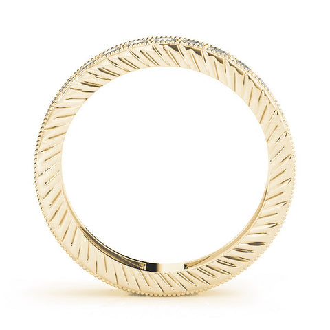 Yellow gold Round Cut Diamond Milgrain Bezel Set Eternity Band 3