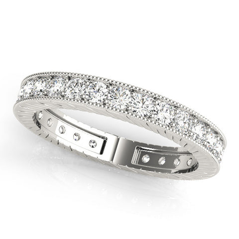 White gold Round Cut Diamond Milgrain Bezel Set Eternity Band 1