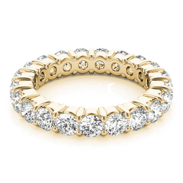 Yellow gold Round Diamond Eternity Band with U-Prong Setting 2