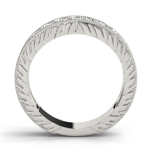 White gold Round Cut Diamond Pave Eternity Band with Bead Prong Setting 2