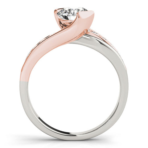 Rose gold Round Solitaire Channel-Set Split Shank Ring with Tension Prong Setting
