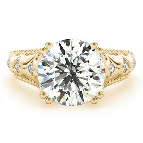 Yellow gold Round Solitaire Twisted Band with Six-Prong Setting