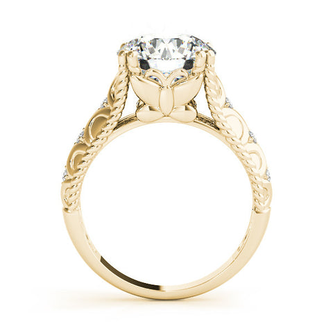 Yellow gold Round Solitaire Twisted Band with Six-Prong Setting