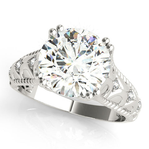 White gold Round Solitaire Twisted Band with Six-Prong Setting