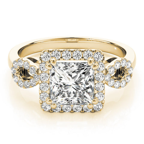 Yellow gold Princess Cut Halo Diamond Infinity Band with Four-Prong Setting