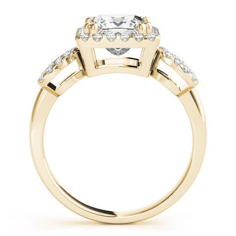 Yellow gold Princess Cut Halo Diamond Infinity Band with Four-Prong Setting