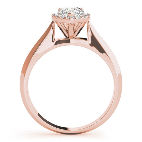 Rose gold Halo Pear Cut Solitaire Diamond Ring with Prong Setting