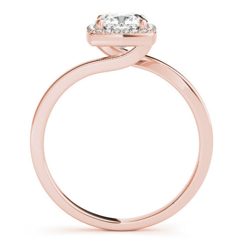 Rose gold Cushion Halo Solitaire Engagement Ring with Round Diamond and Four-Prong Setting