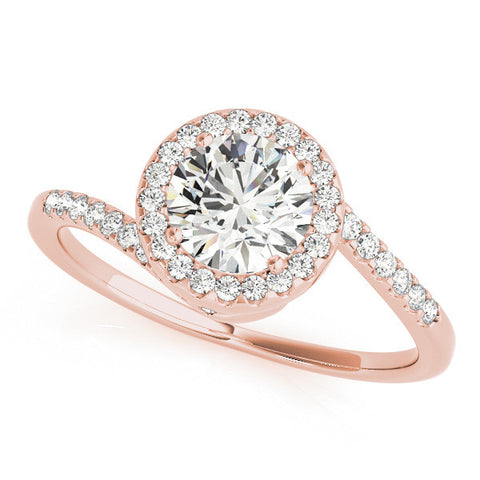 Rose gold Halo Round Cut Twisted Band Pavé Setting Ring