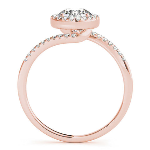 Rose gold Halo Round Cut Twisted Band Pavé Setting Ring