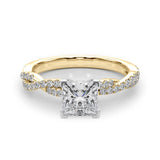 Silver 1.51 Carat F VS1 Princess Solitaire Twisted Pave Band with Four-Prong Setting