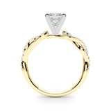 Silver 1.51 Carat F VS1 Princess Solitaire Twisted Pave Band with Four-Prong Setting