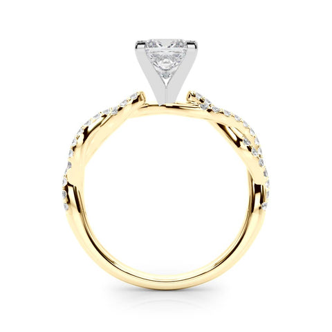 Silver 1.51 Carat F VS1 Princess Solitaire Twisted Pave Band with Four-Prong Setting