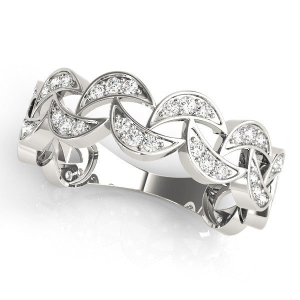 White gold Pave Round Diamond Interlocking Eternity Band with Bezel Prong Setting 1