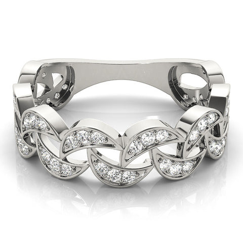 White gold Pave Round Diamond Interlocking Eternity Band with Bezel Prong Setting 2