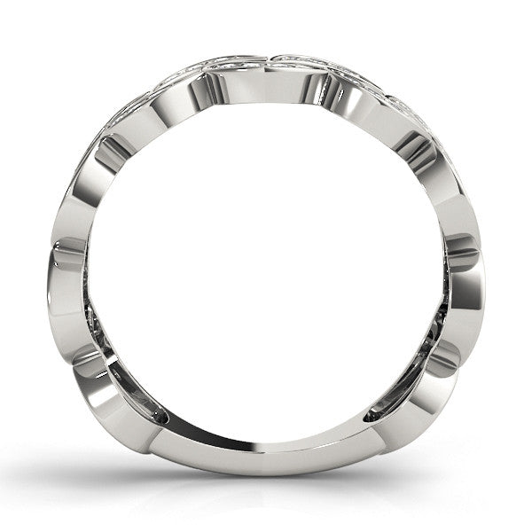 White gold Pave Round Diamond Interlocking Eternity Band with Bezel Prong Setting 3