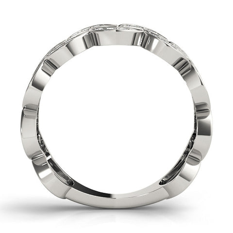 White gold Pave Round Diamond Interlocking Eternity Band with Bezel Prong Setting 3