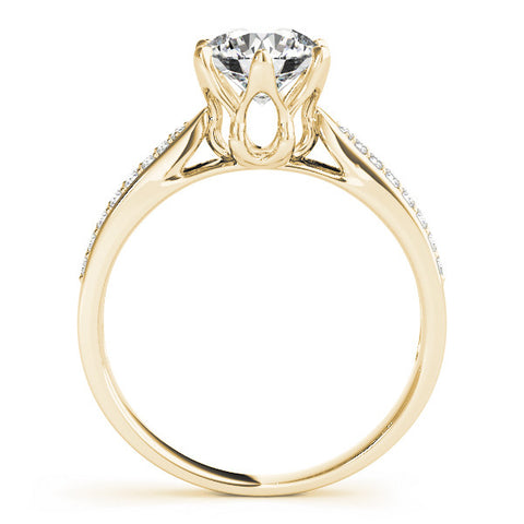 Yellow gold Round Solitaire Pavé Split Shank Six-Prong Diamond Ring