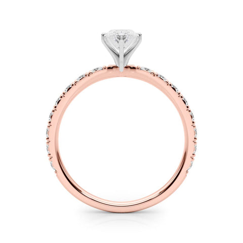 Rose gold Marquise Diamond Pavé Band Solitaire with Four-Prong Setting