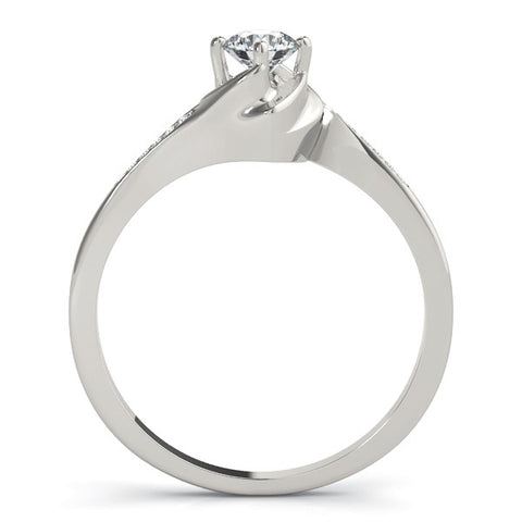 White gold Round Solitaire Twist Band with Channel-Set Diamonds and Four-Prong Setting