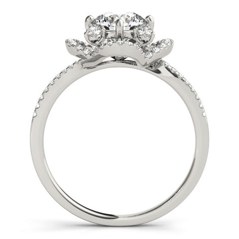 White gold Round Halo Diamond Infinity Twist Pavé Band Ring with Four-Prong Setting