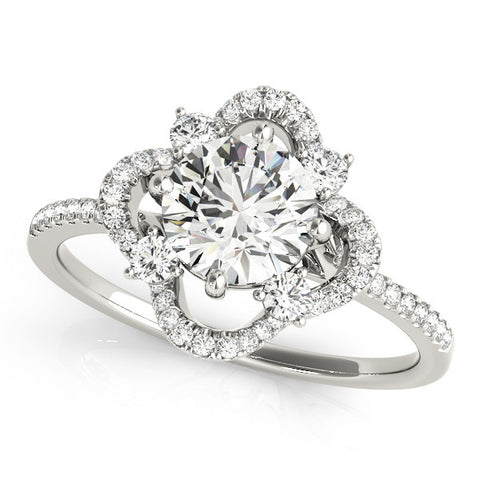White gold Round Halo Diamond Infinity Twist Pavé Band Ring with Four-Prong Setting