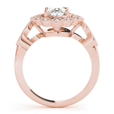 Rose gold Halo Oval Diamond Milgrain Infinity Band with Four-Prong Setting